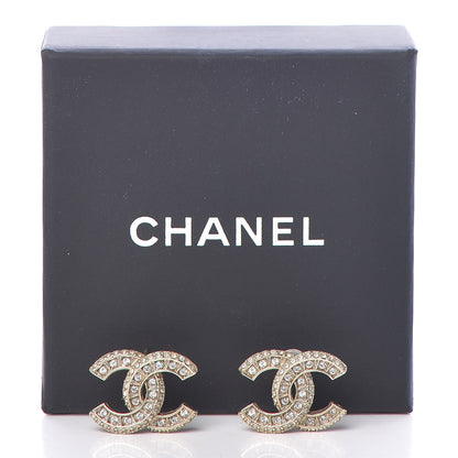Chanel Crystal CC Earrings Light Gold 7 of 7