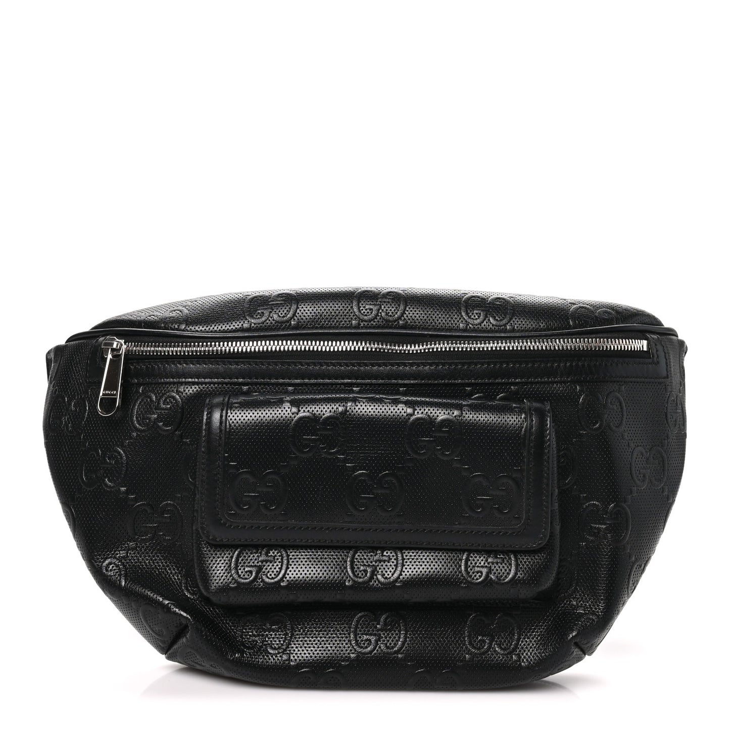 Calfskin GG Tennis Embossed Pocket Belt Bag Black
