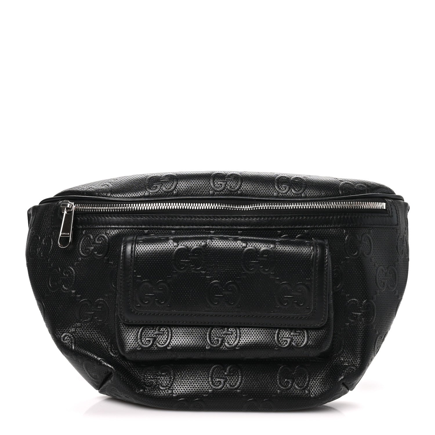 Gucci Calfskin GG Tennis Embossed Pocket Belt Bag Black 1 of 9