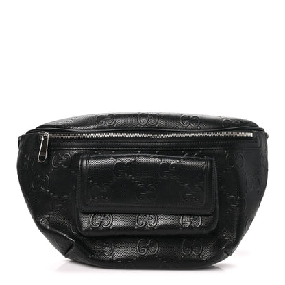 Gucci Calfskin GG Tennis Embossed Pocket Belt Bag Black 1 of 9