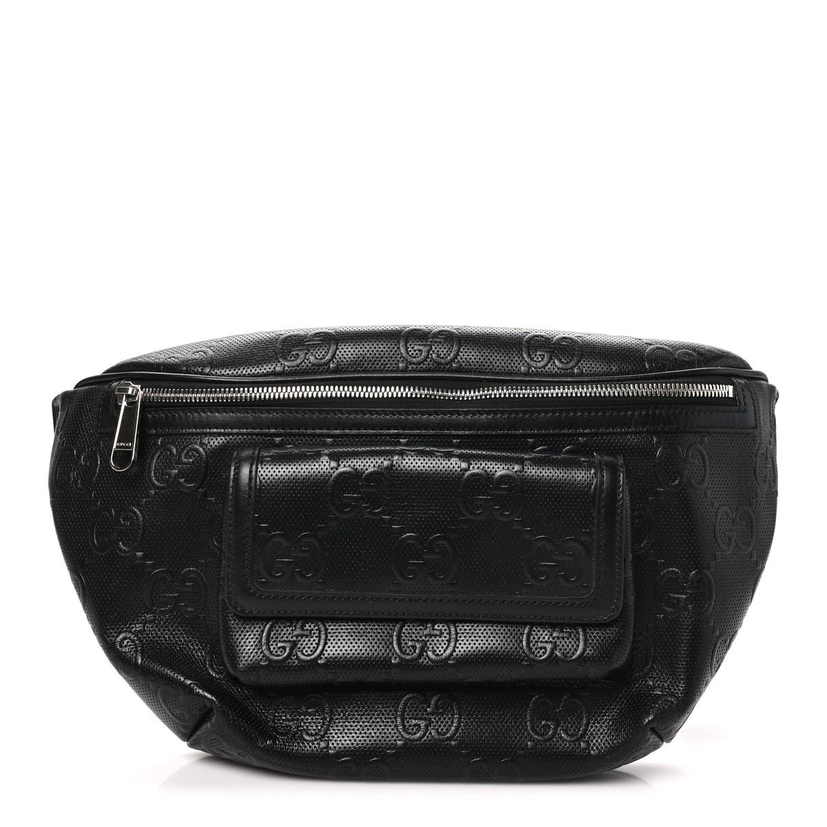 Gucci Calfskin GG Tennis Embossed Pocket Belt Bag Black 1 of 10