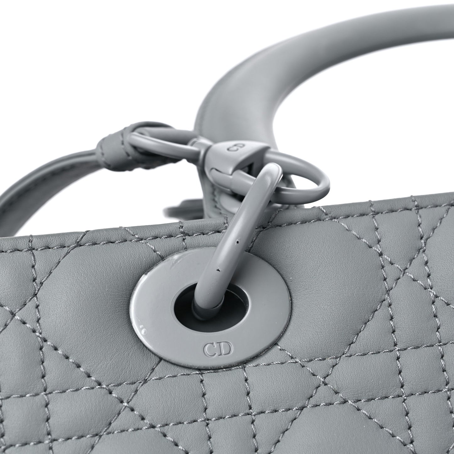 Ultra Matte Calfskin Cannage Large Lady Dior Grey Stone
