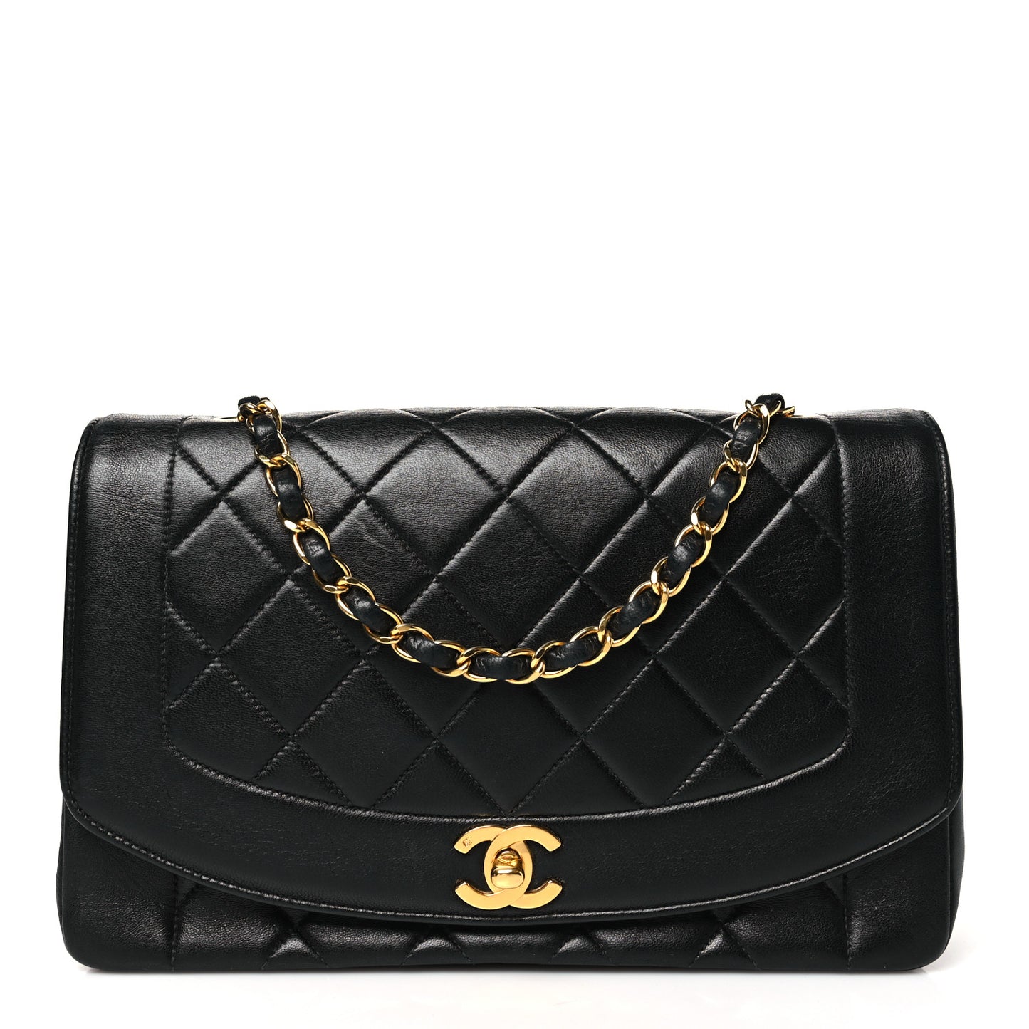 Lambskin Quilted Medium Single Flap Black