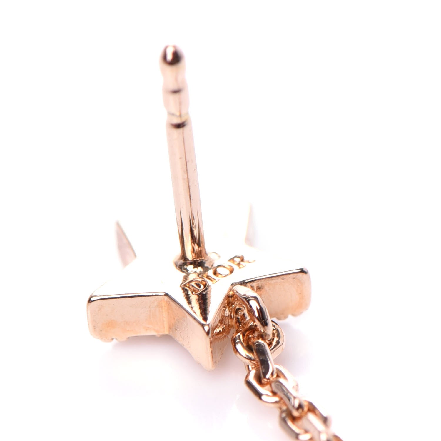 Christian Dior Crystal Diorable Lion Logo Drop Earrings Rose Gold 5 of 5