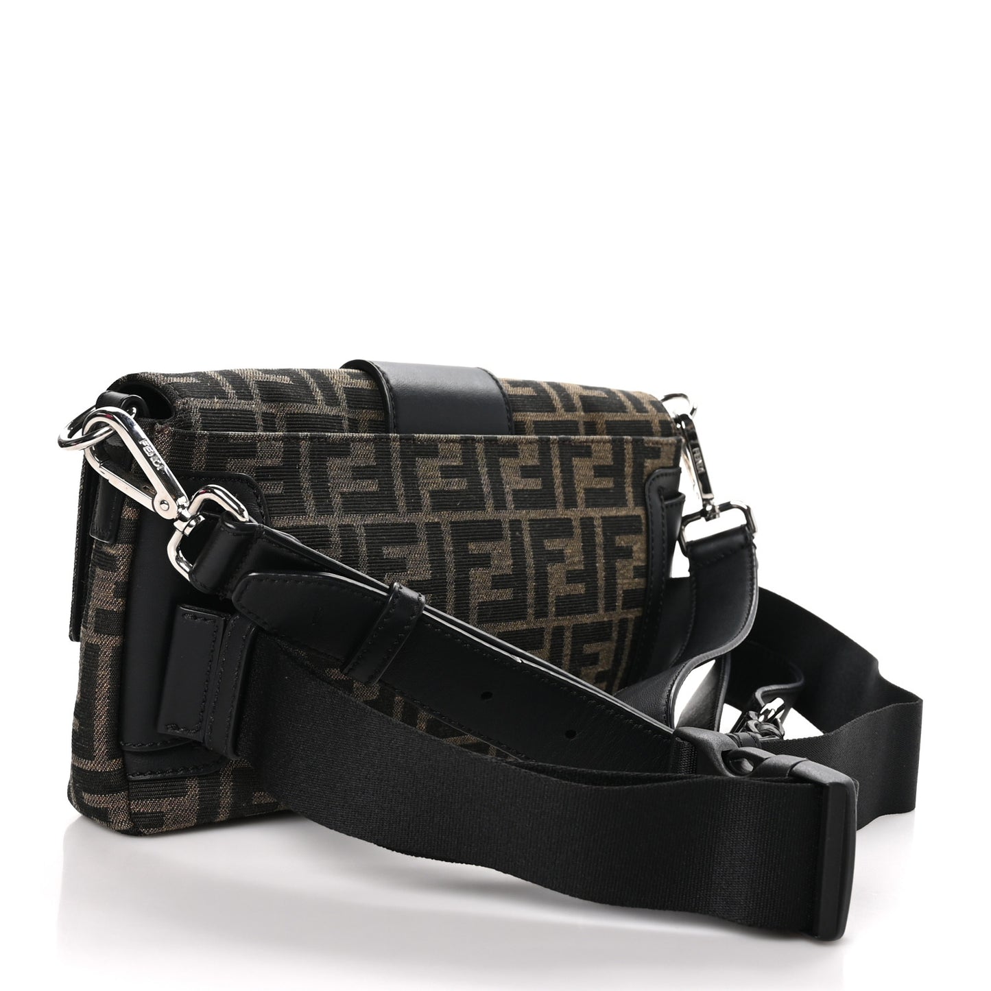 Fabric Jacquard FF 1974 Belt Baguette Bag Tobacco Moro Black