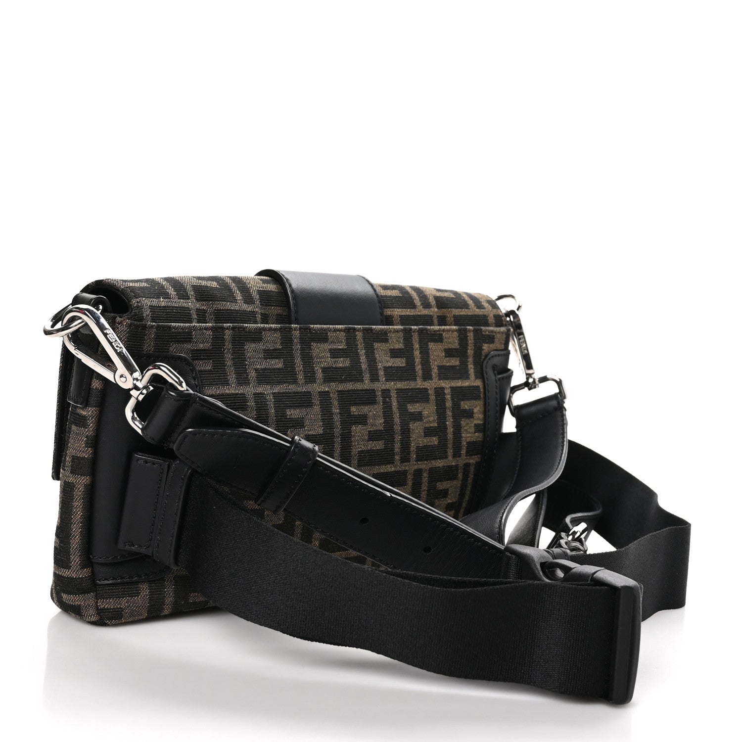 Fendi Fabric Jacquard FF 1974 Belt Baguette Bag Tobacco Moro Black 3 of 10