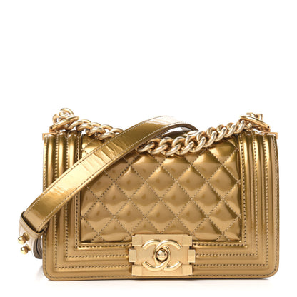 Chanel Metallic Patent Calfskin Quilted Small Boy Flap Gold 1 of 11
