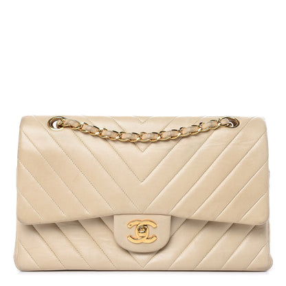 Chanel Lambskin Chevron Quilted Medium Double Flap Beige 1 of 24