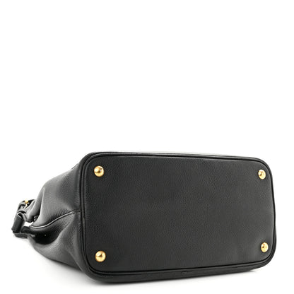 Prada Vitello Daino Flap Shoulder Bag Black 7 of 11