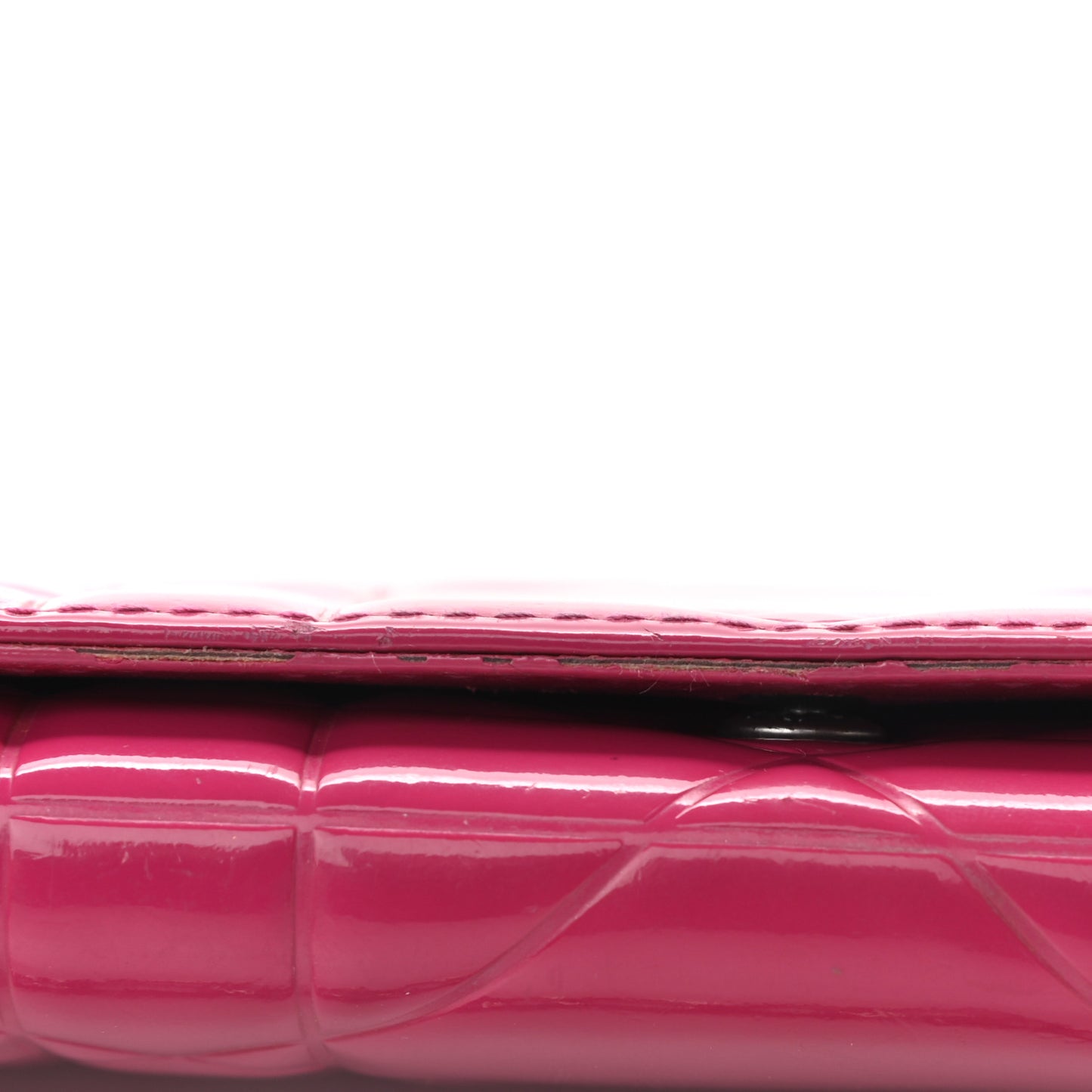 Patent Cannage Lady Dior Rendezvous Wallet On Chain Fuchsia