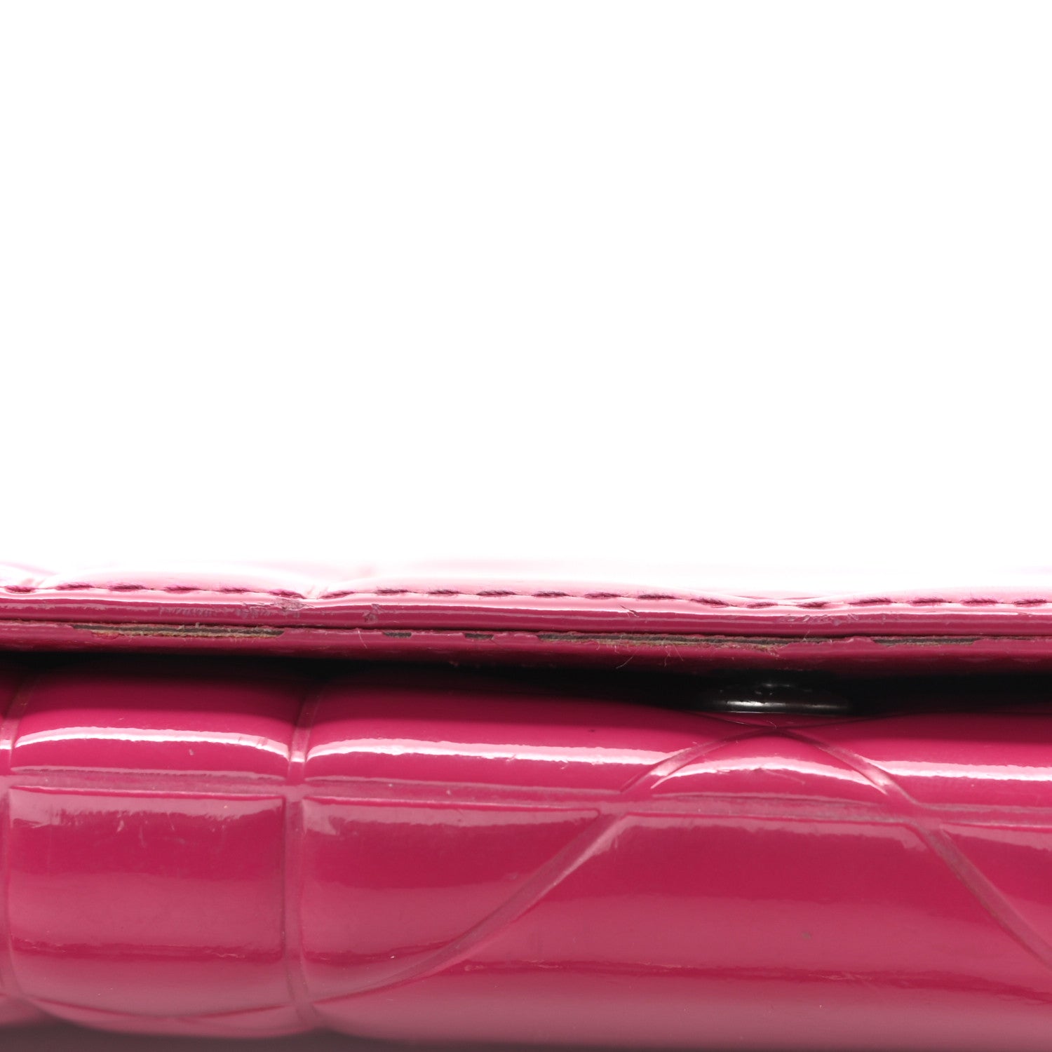 Christian Dior Patent Cannage Lady Dior Rendezvous Wallet On Chain Fuchsia 13 of 14