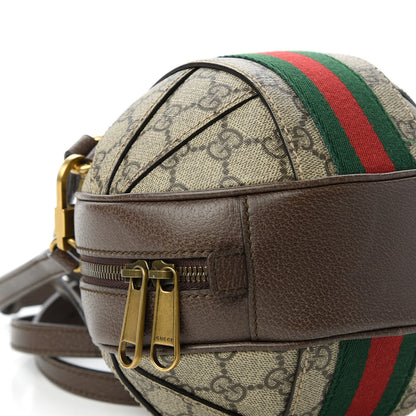 Gucci GG Supreme Monogram Textured Dollar Calfskin Web Mini Ophidia Basketball Shaped Shoulder Bag Beige Ebony New Acero 6 of 11