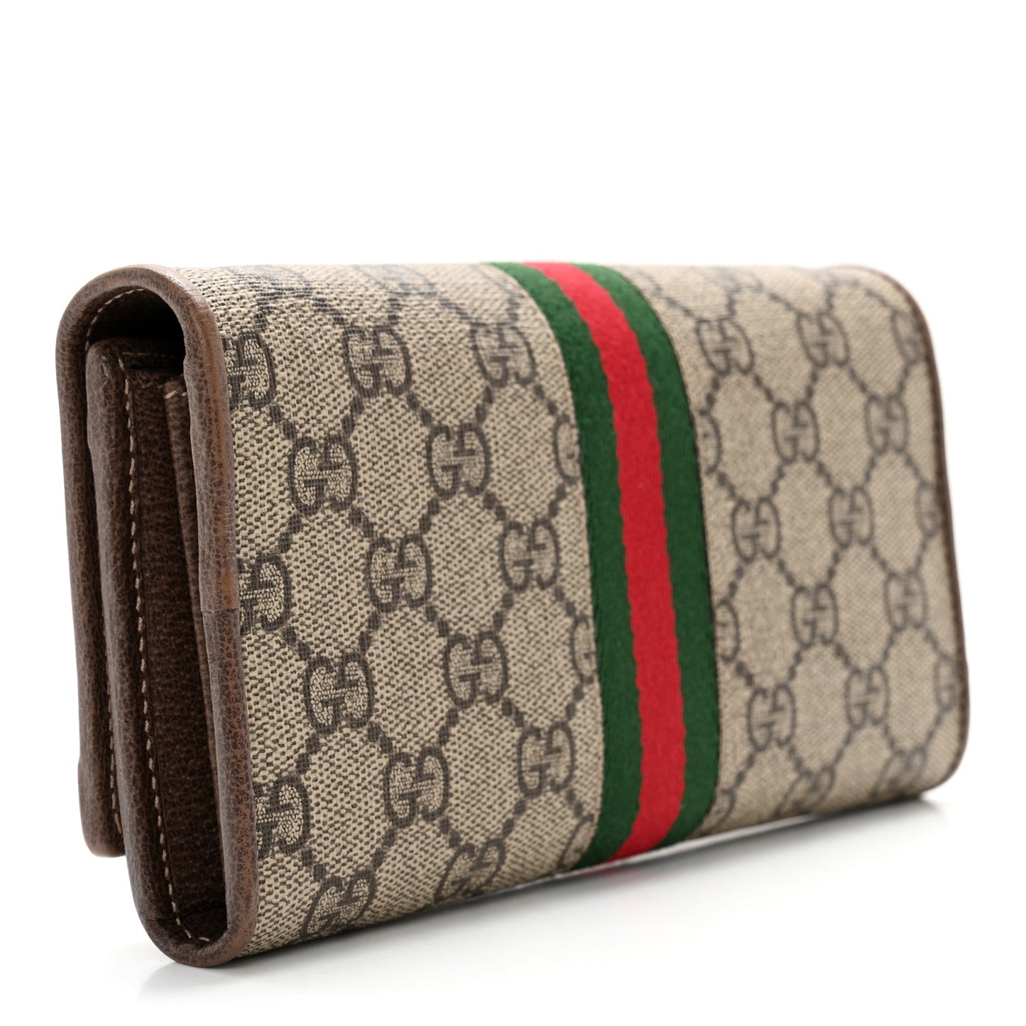 GG Supreme Monogram Web Ophidia Wallet On Chain Brown