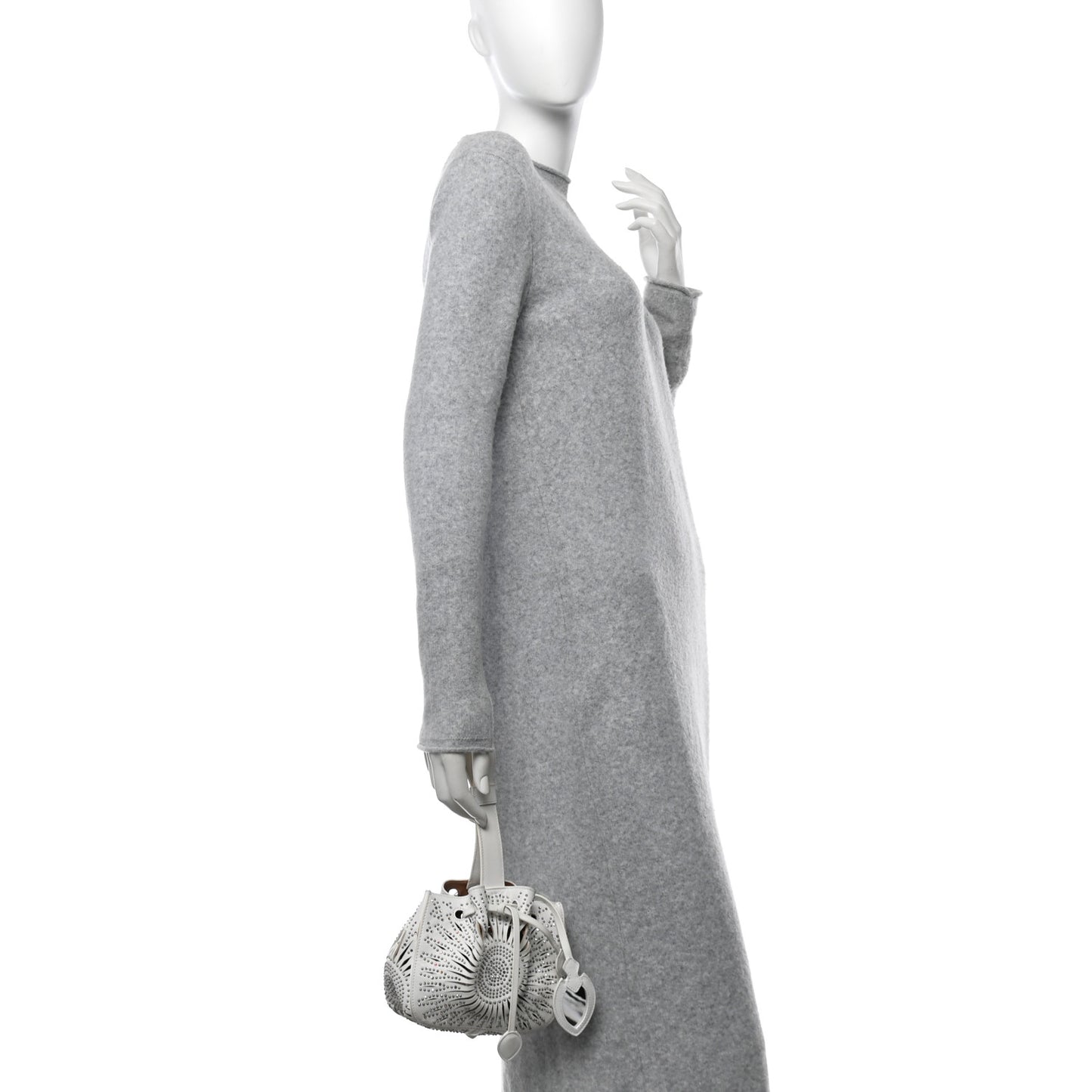 Calfskin Lux Laser Cut Studded Rose-Marie 19 Bag White