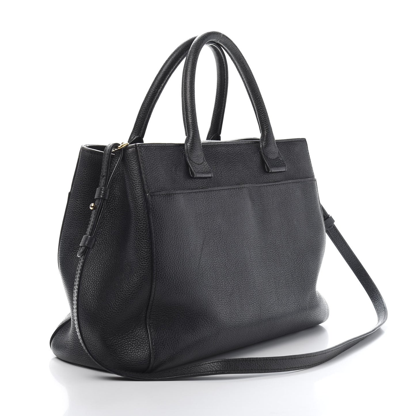 Grained Calfskin Small Neo Executive Shopper Tote Black