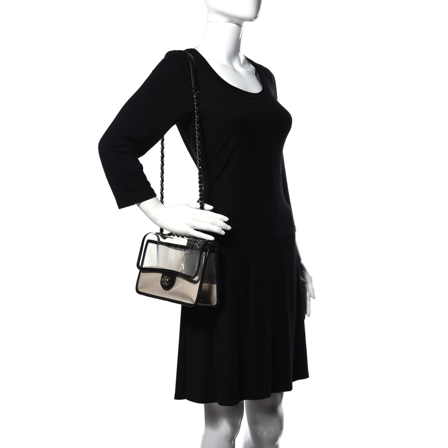 Lambskin PVC Medium Coco Sand Flap Black