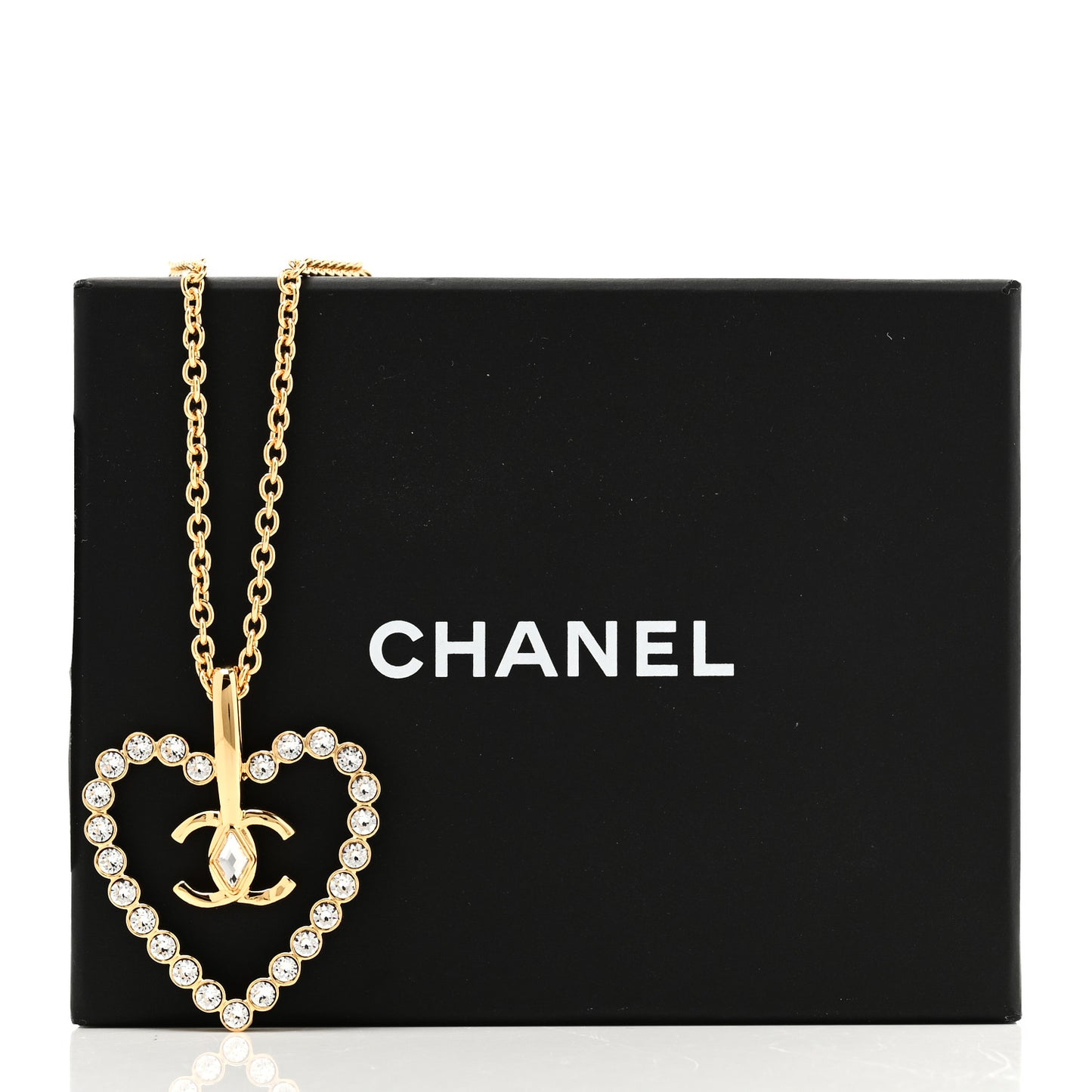 Crystal CC Heart Necklace Gold