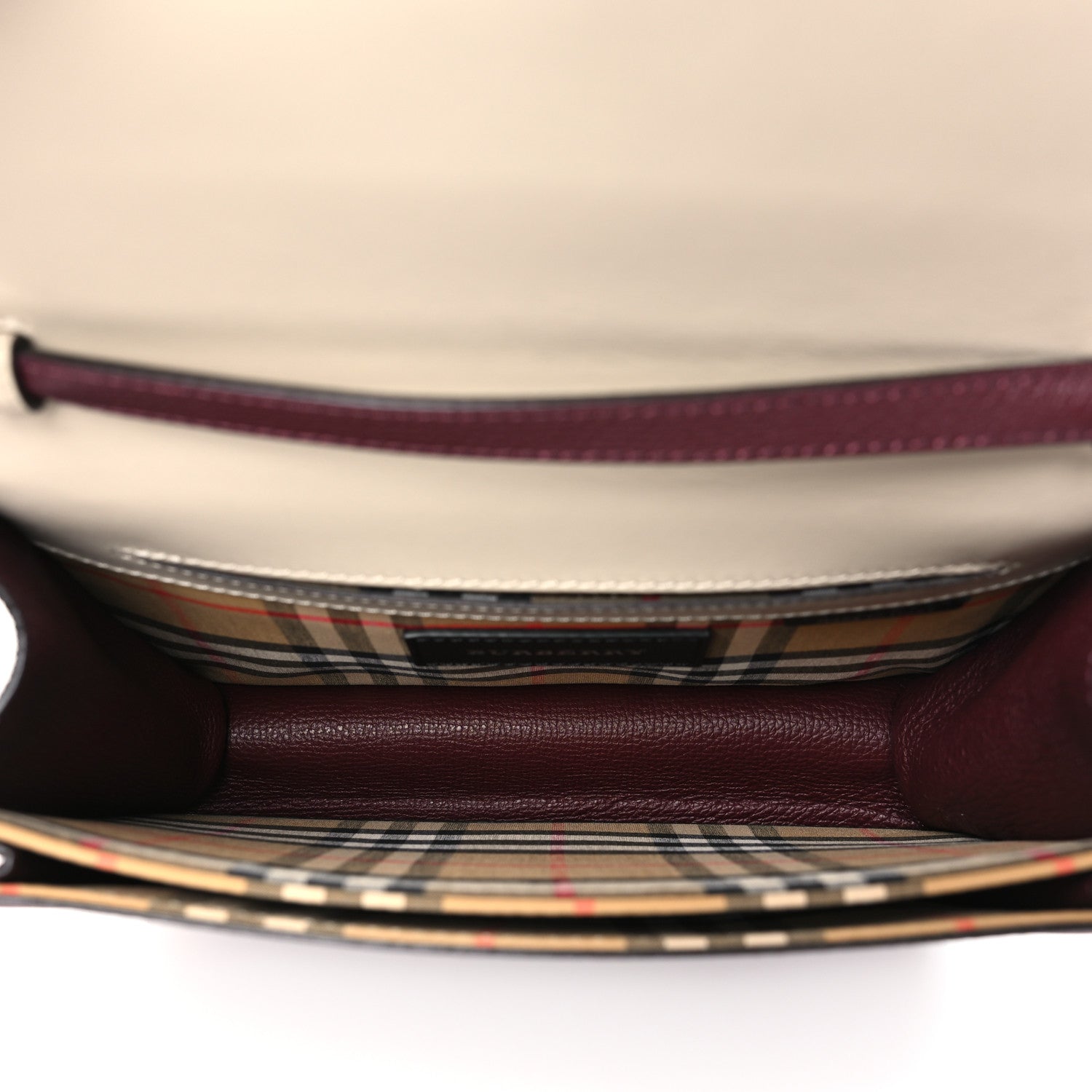 Burberry Derby Calfskin Bi-Color Small Macken Crossbody Bag Mahogany Red Limestone 5 of 12