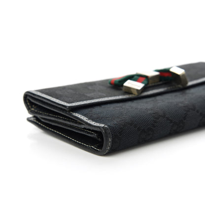 Gucci Monogram Web Bow Wallet Black 6 of 12