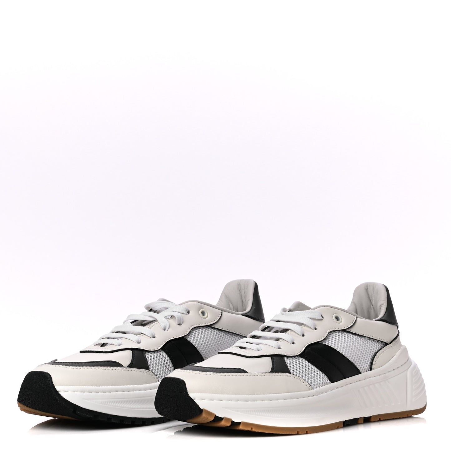 Calfskin Technical Mesh Speedster Sneakers 41 White Black