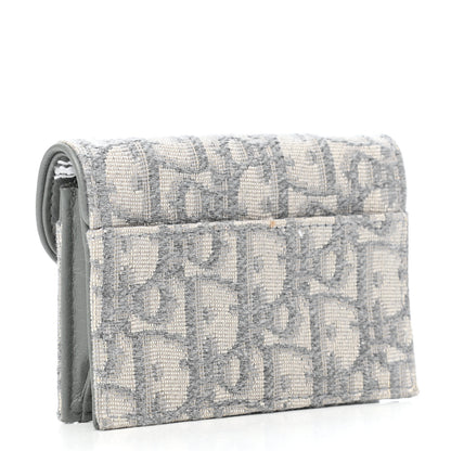 Christian Dior Oblique Saddle Card Holder Gray 3 of 8