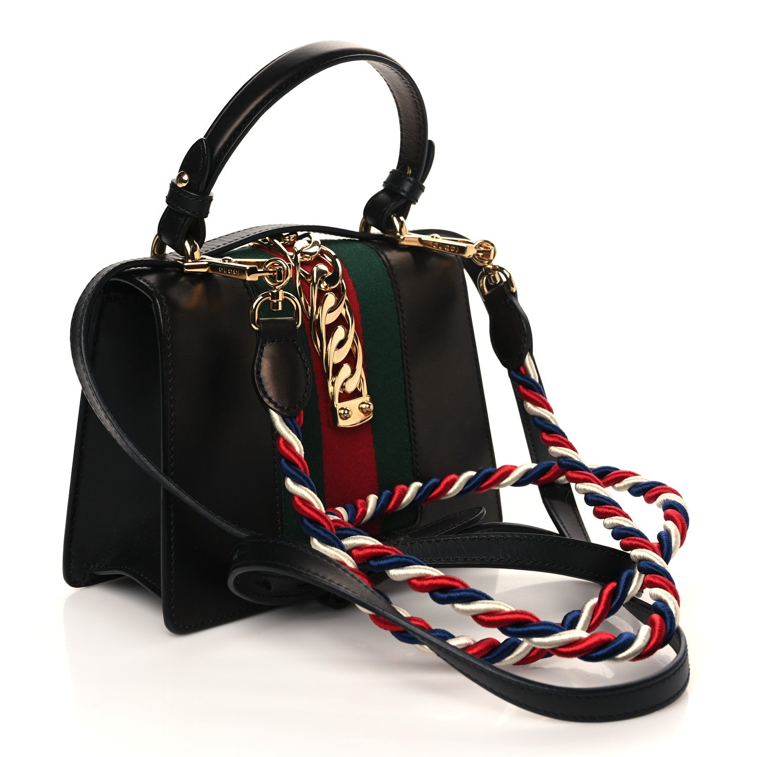 Gucci Calfskin Mini Sylvie Top Handle Bag Black 3 of 9