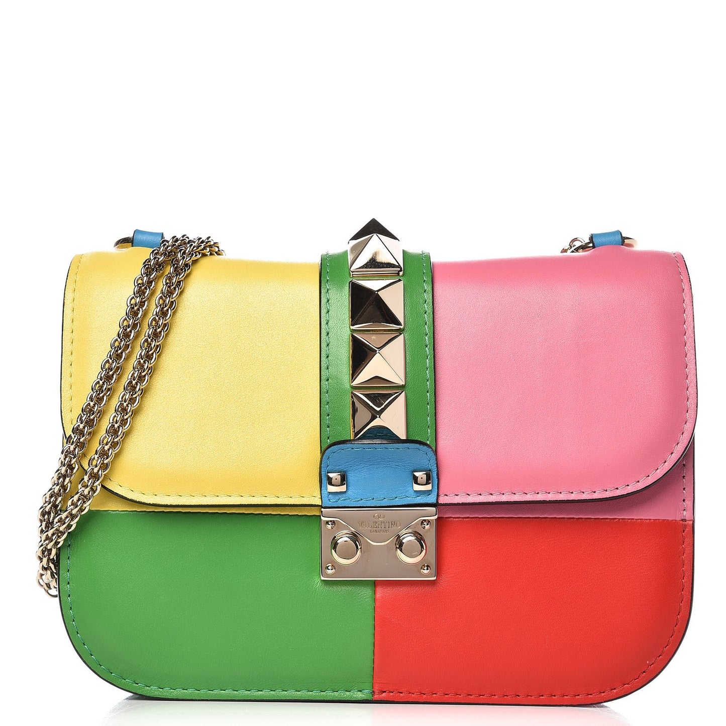 Vitello Small Glam Lock Rockstud Flap Multicolor