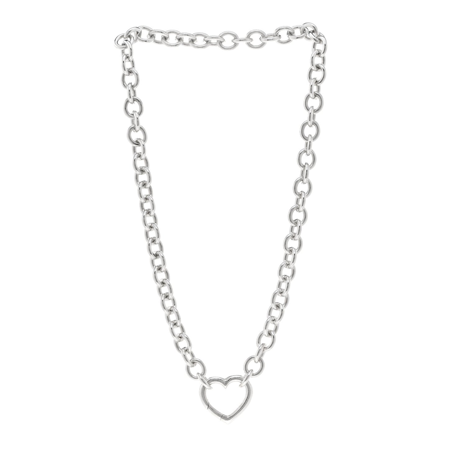Sterling Silver Heart Clasp Choker Necklace