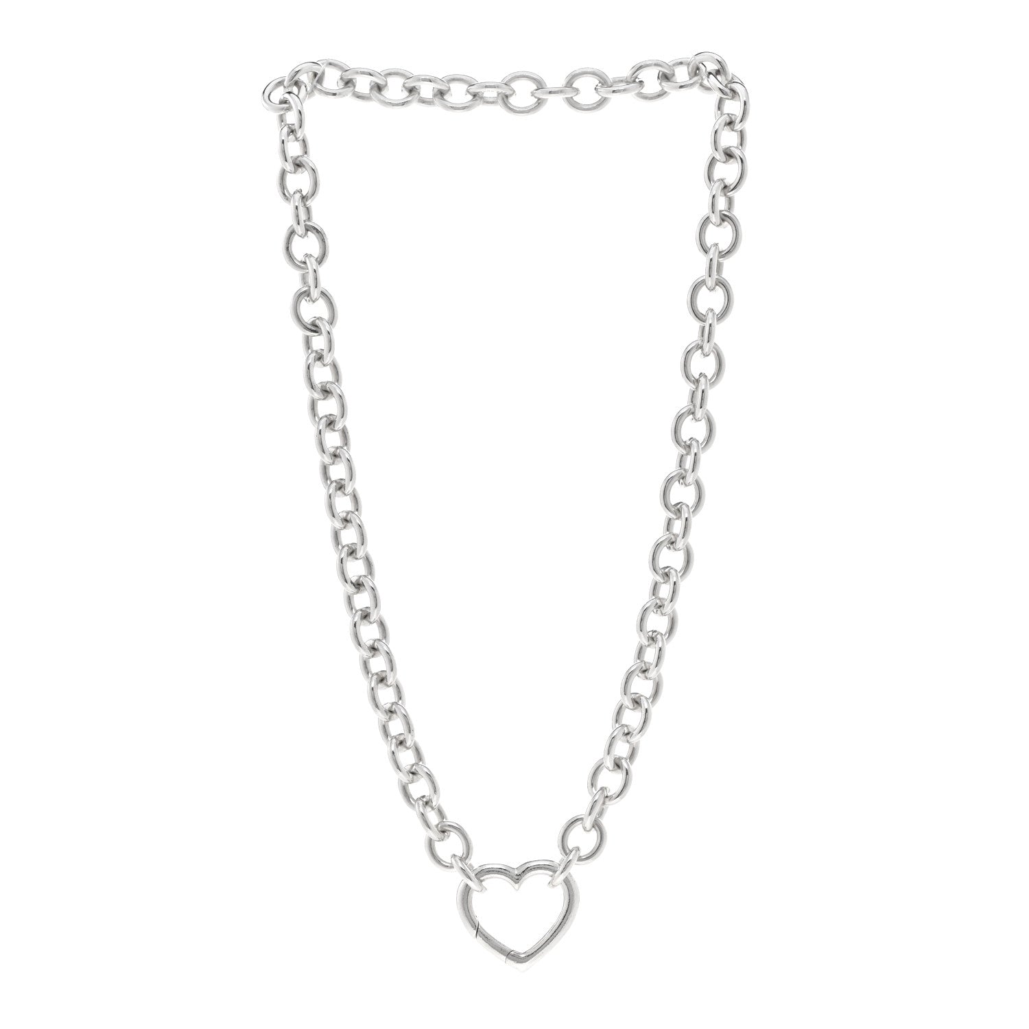 Tiffany Sterling Silver Heart Clasp Choker Necklace 3 of 4