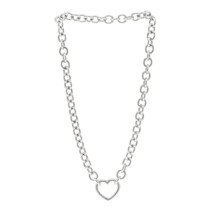 Tiffany Sterling Silver Heart Clasp Choker Necklace 3 of 4