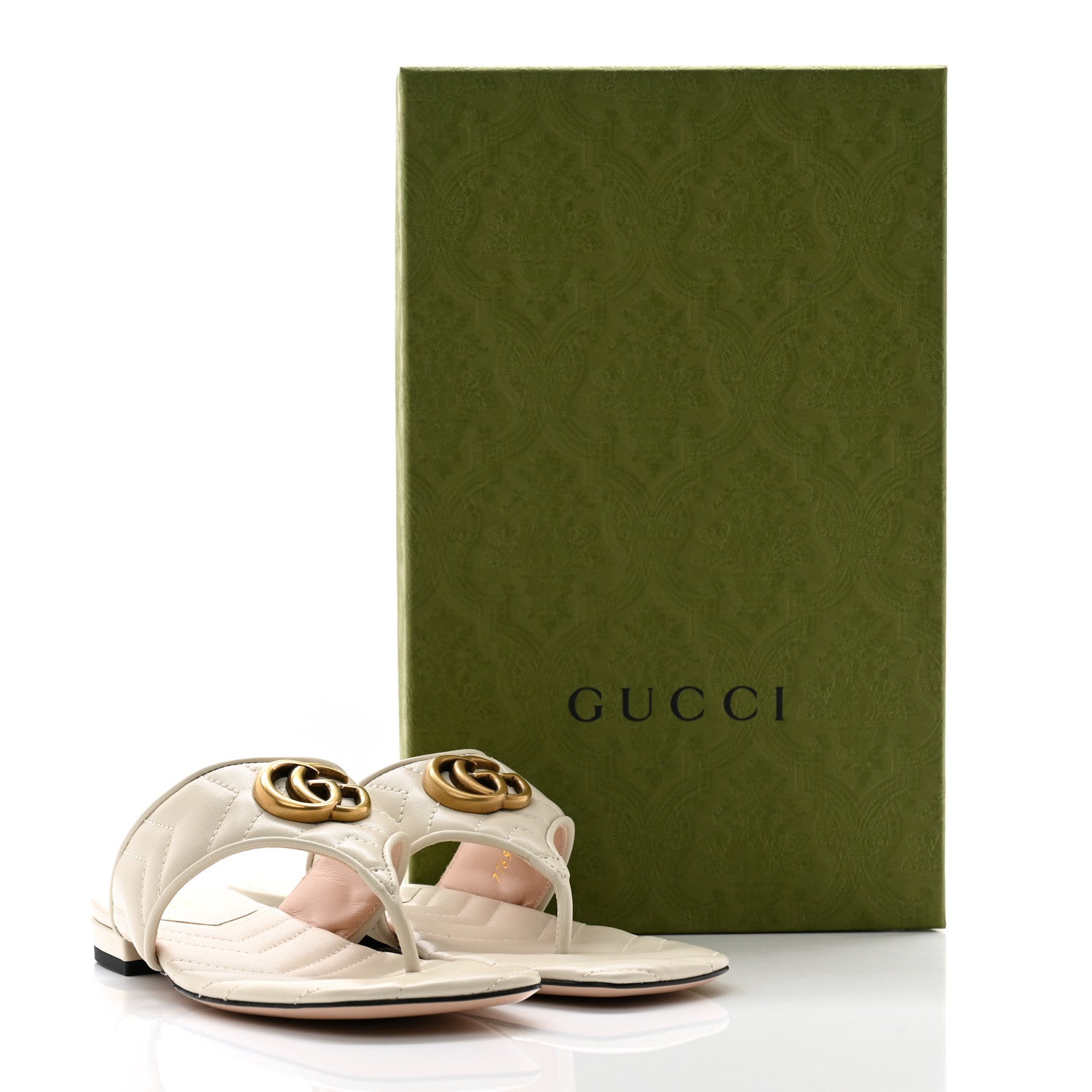Gucci Nappa Charlotte Double G Marmont Thong Sandals 36 Mystic White 10 of 10