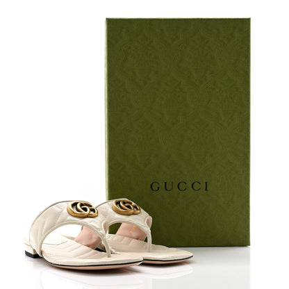 Gucci Nappa Charlotte Double G Marmont Thong Sandals 36 Mystic White 10 of 10