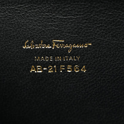 Salvatore Ferragamo Calfskin Gancio Lock Marisol Top Handle Satchel Ecorce Black 6 of 9