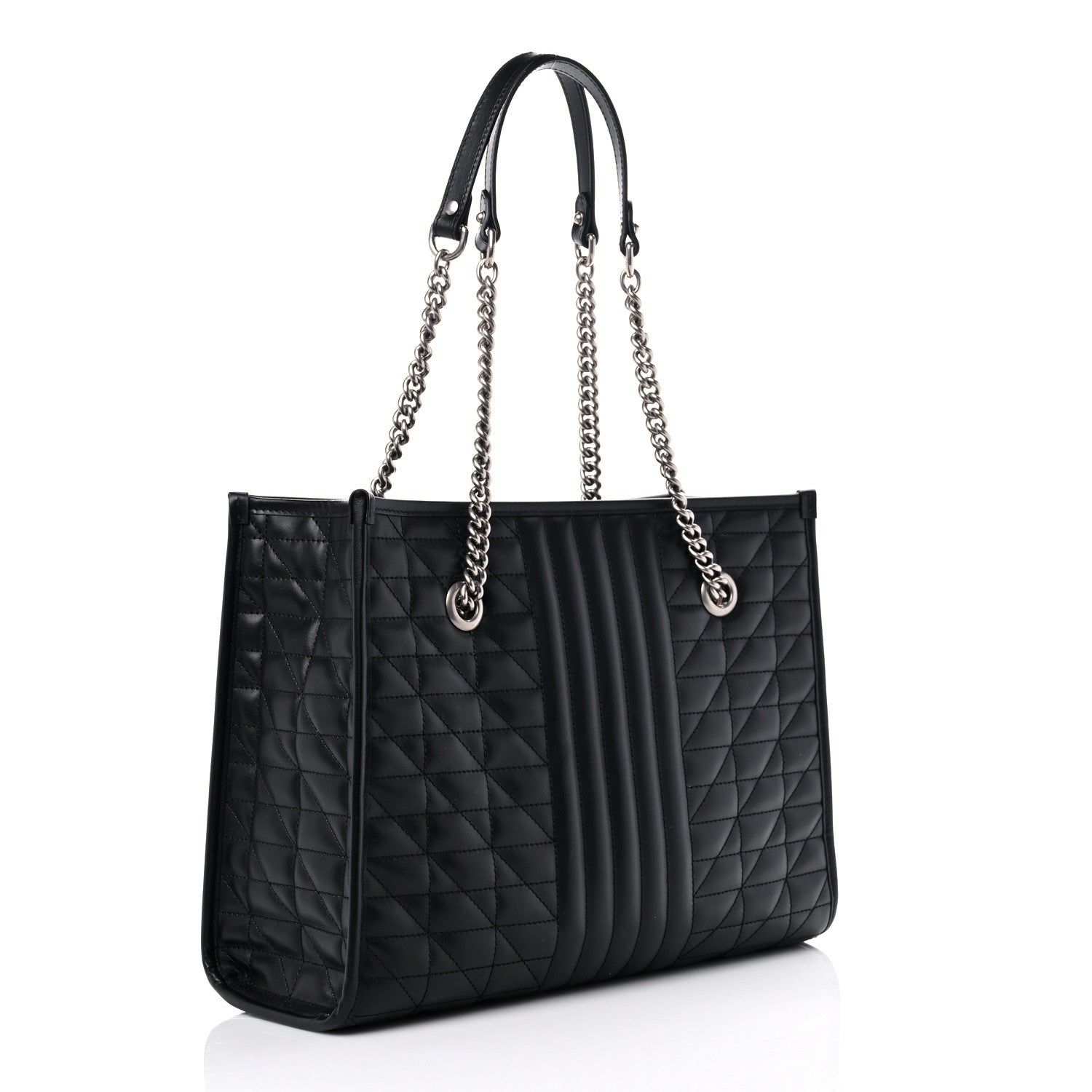 Gucci Calfskin Matelasse Aria Medium GG Marmont Shoulder Tote Black 3 of 10