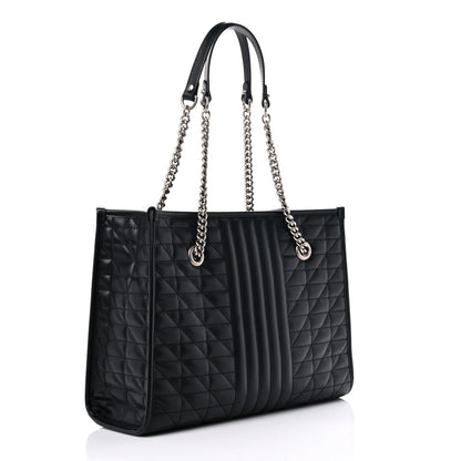 Gucci Calfskin Matelasse Aria Medium GG Marmont Shoulder Tote Black 3 of 10