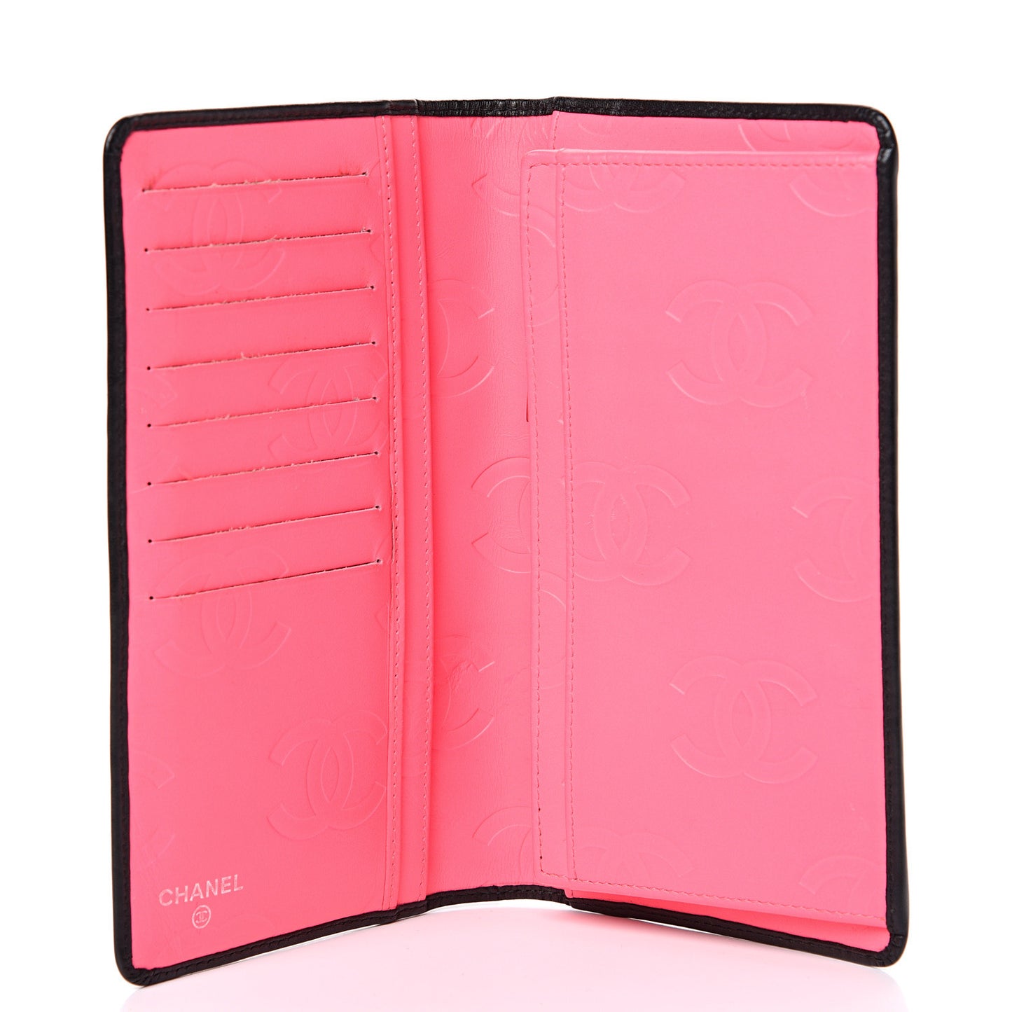 Calfskin Quilted Cambon Yen Wallet Black