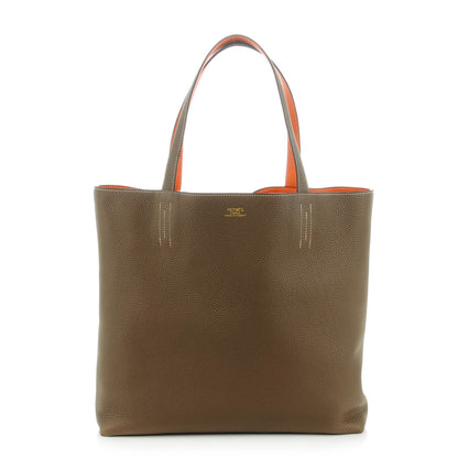 Hermes Taurillon Clemence Double Sens 45 Reversible Tote Orange Etoupe 1 of 8