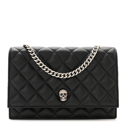 Alexander McQueen Calfskin Quilted Mini Skull Chain Crossbody Bag Black 1 of 10