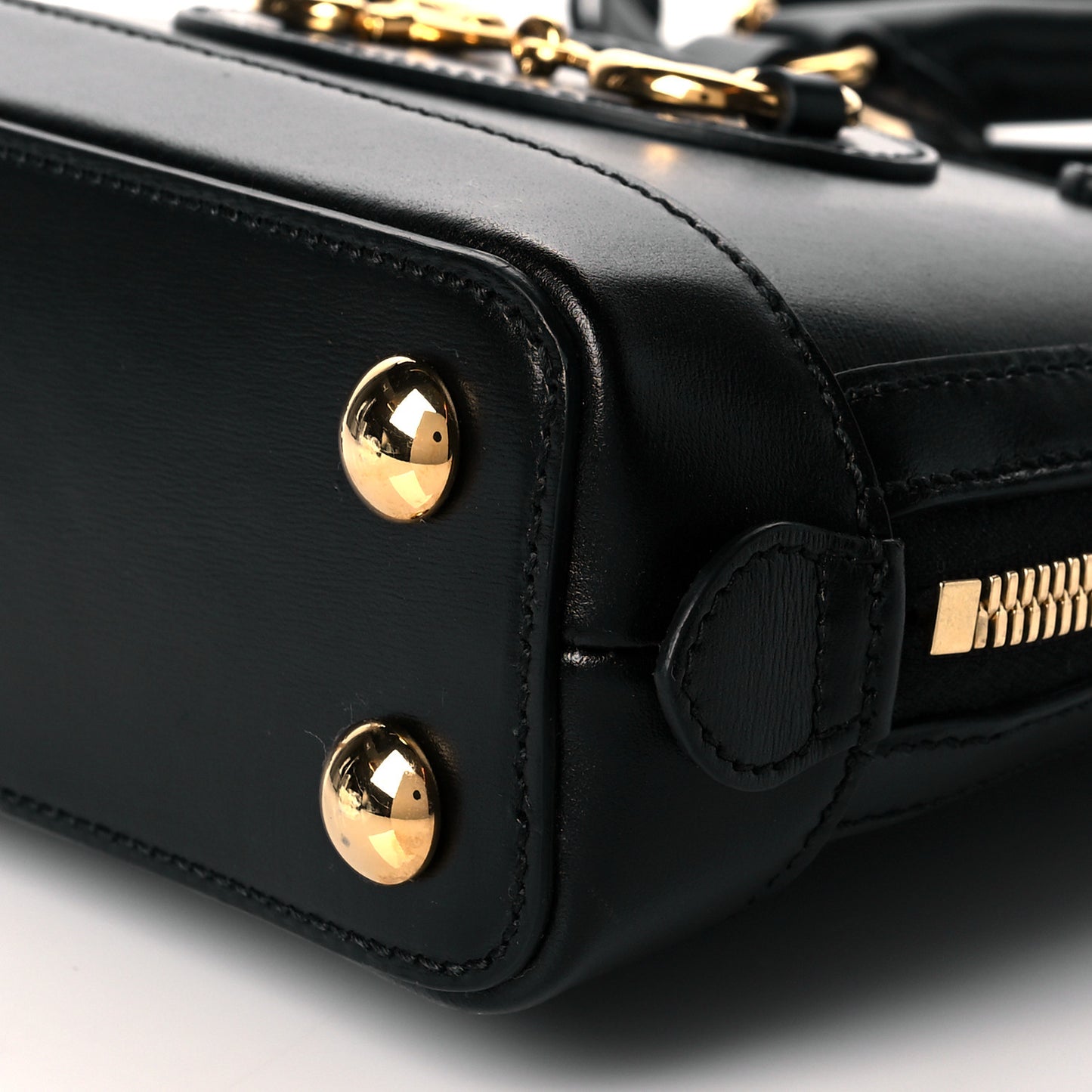 Boarded Plutone Calfskin Mini Horsebit 1955 Top Handle Bag Black