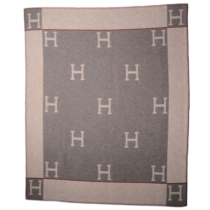 Hermes Wool Cashmere Signature Avalon Blanket Grey 3 of 6