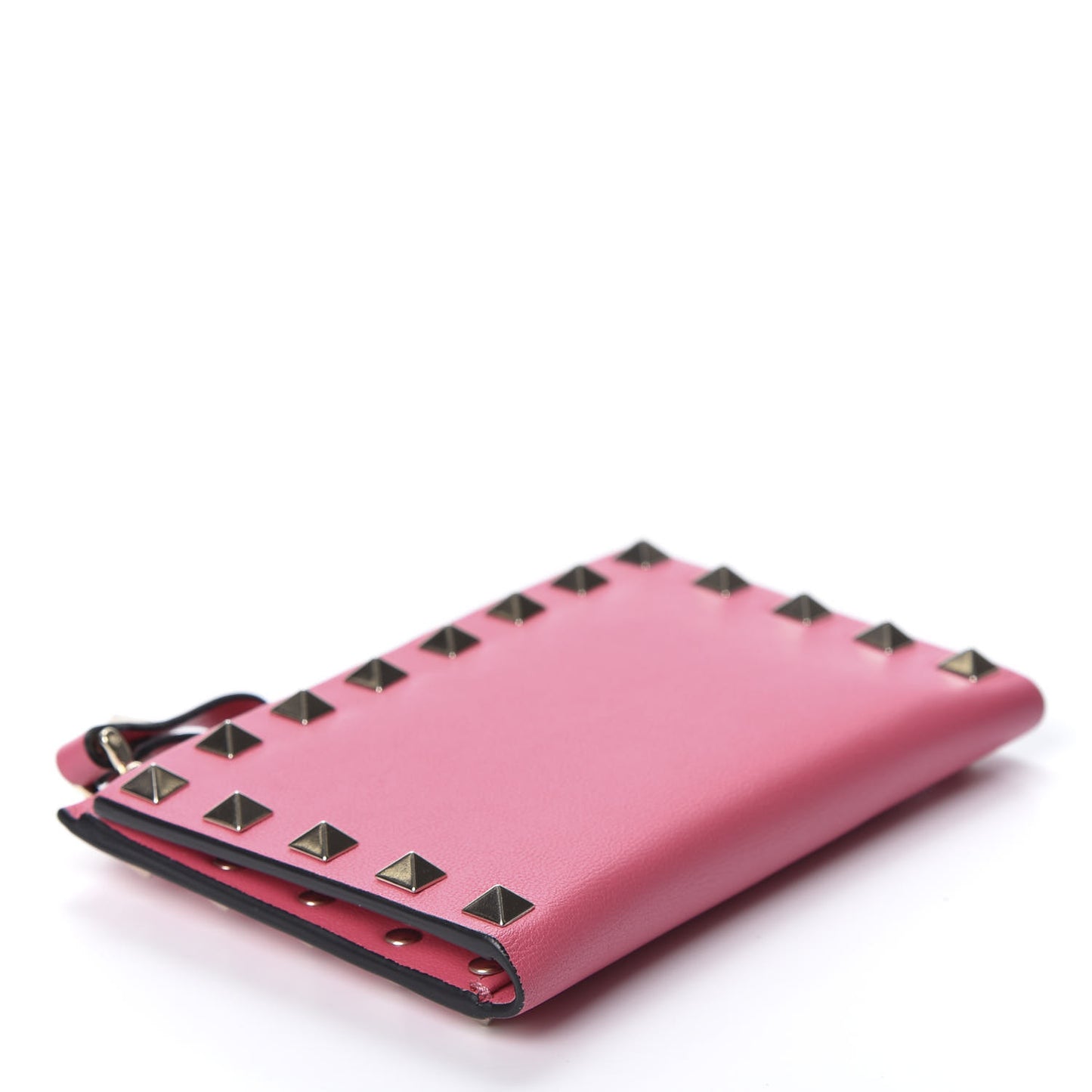 Vitello Rockstud Coin Case Card Holder Shadow Pink