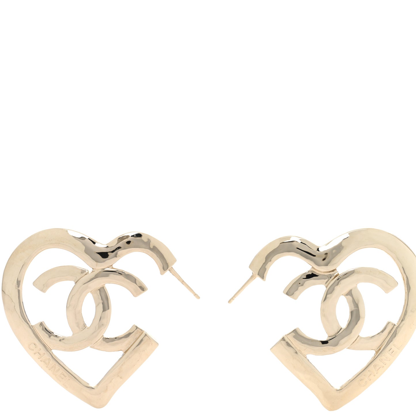 Metal CC Heart Coco In Love Hoop Earrings Gold