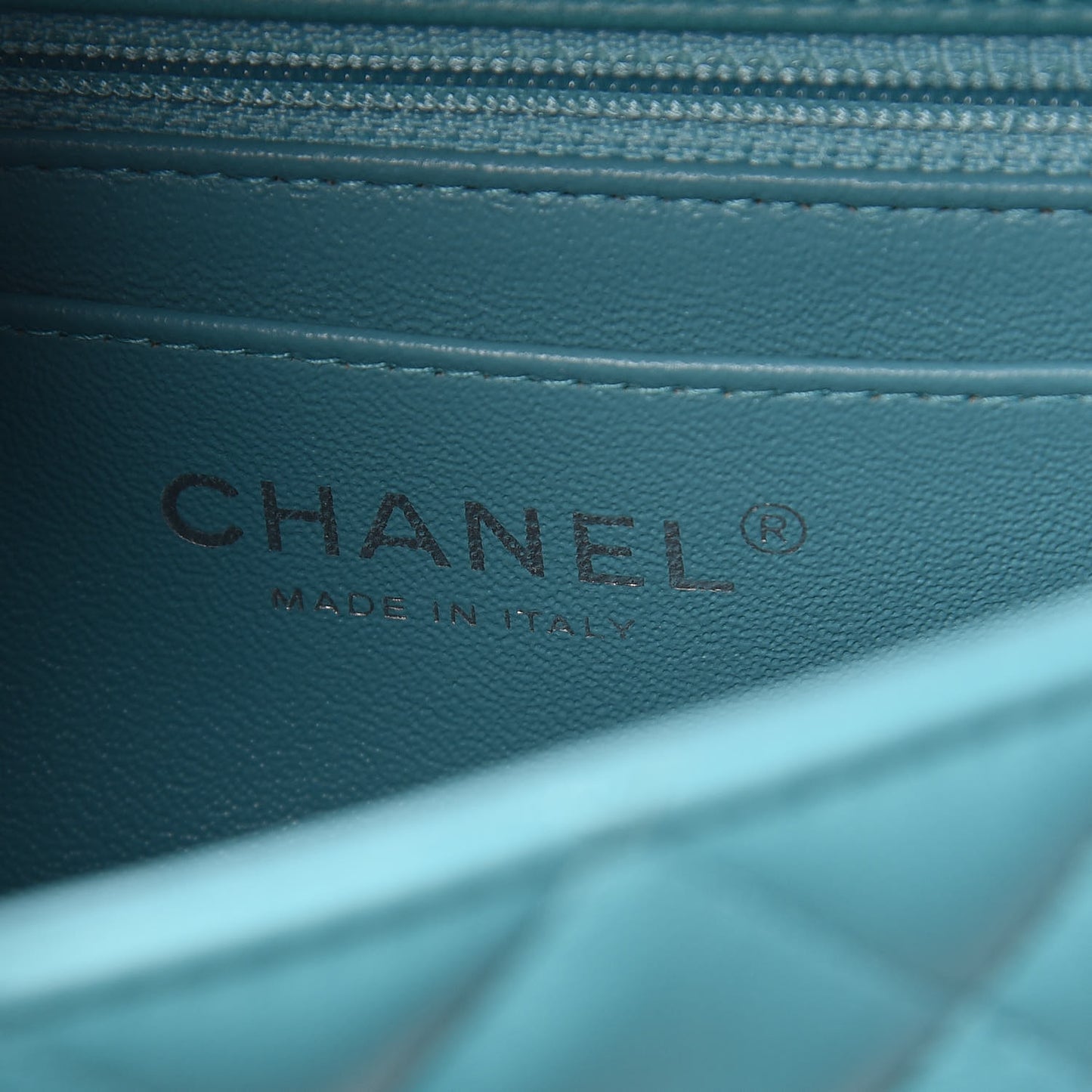 Lambskin Quilted Mini Rectangular Flap Light Blue