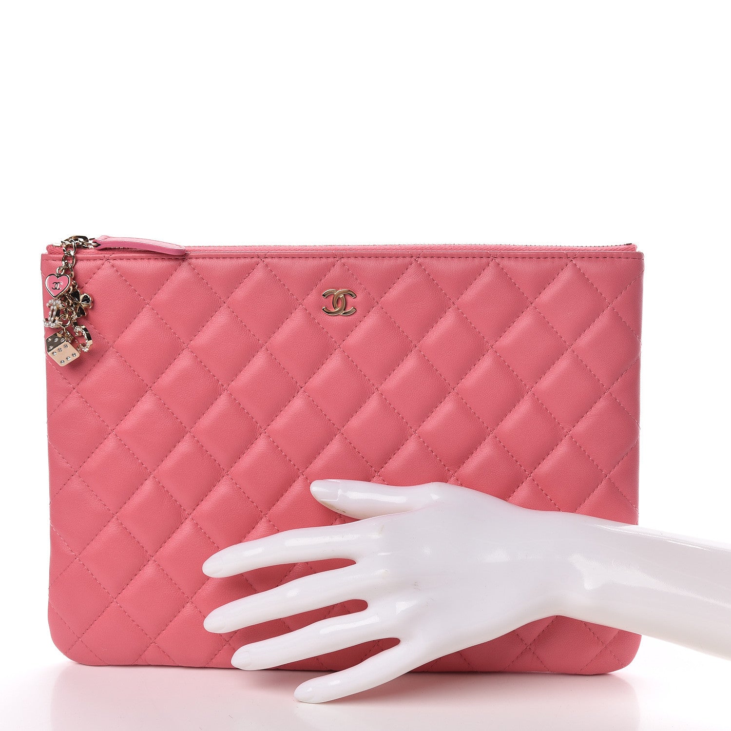 Chanel Lambskin Quilted Medium Casino Beauty CC Cosmetic Case Fuchsia 2 of 12