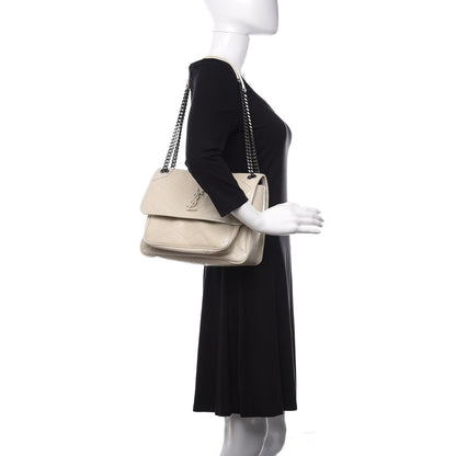 Saint Laurent Crinkled Calfskin Matelasse Monogram Medium Niki Chain Satchel Ivory 2 of 9