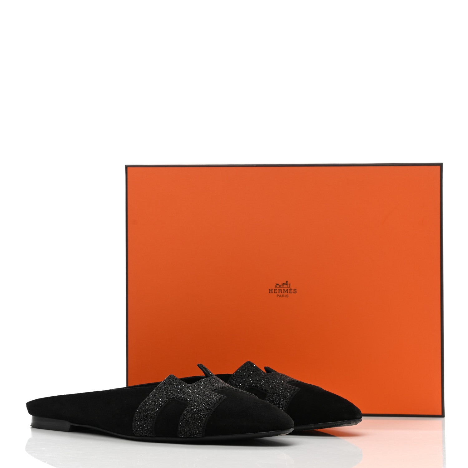 Hermes Satin Suede Goatskin Crystal Roxane Mules 39 Black 12 of 12