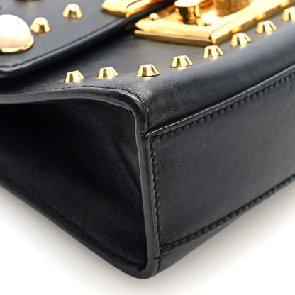 Gucci Calfskin Studded Small Padlock Shoulder Bag Black 9 of 10