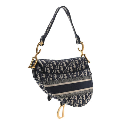 Christian Dior Oblique Embroidered Saddle Bag Blue 3 of 12