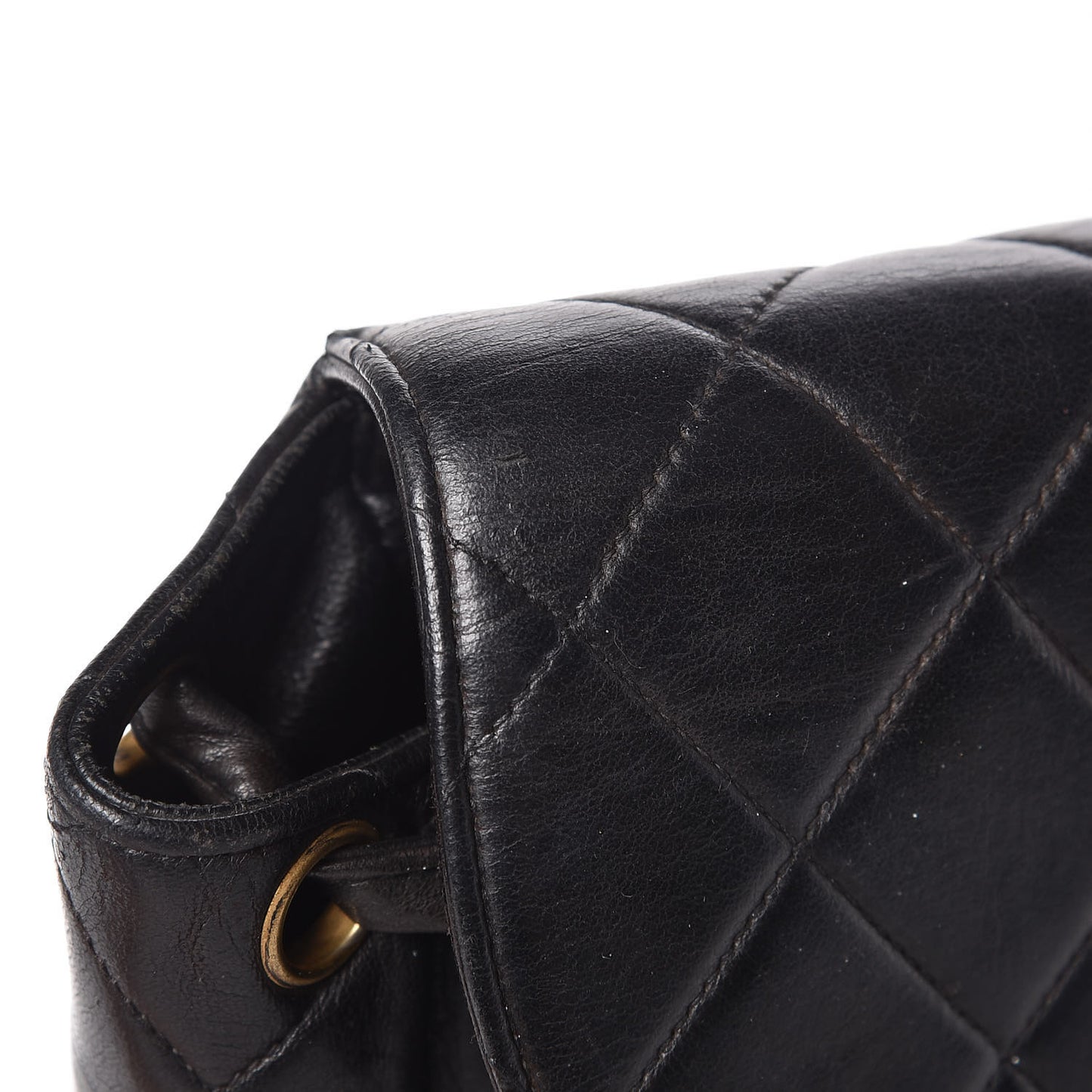 Lambskin Quilted Drawstring Backpack Black