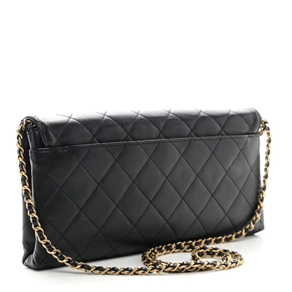 Chanel Calfskin Quilted Enchained Clutch Black 3 of 10